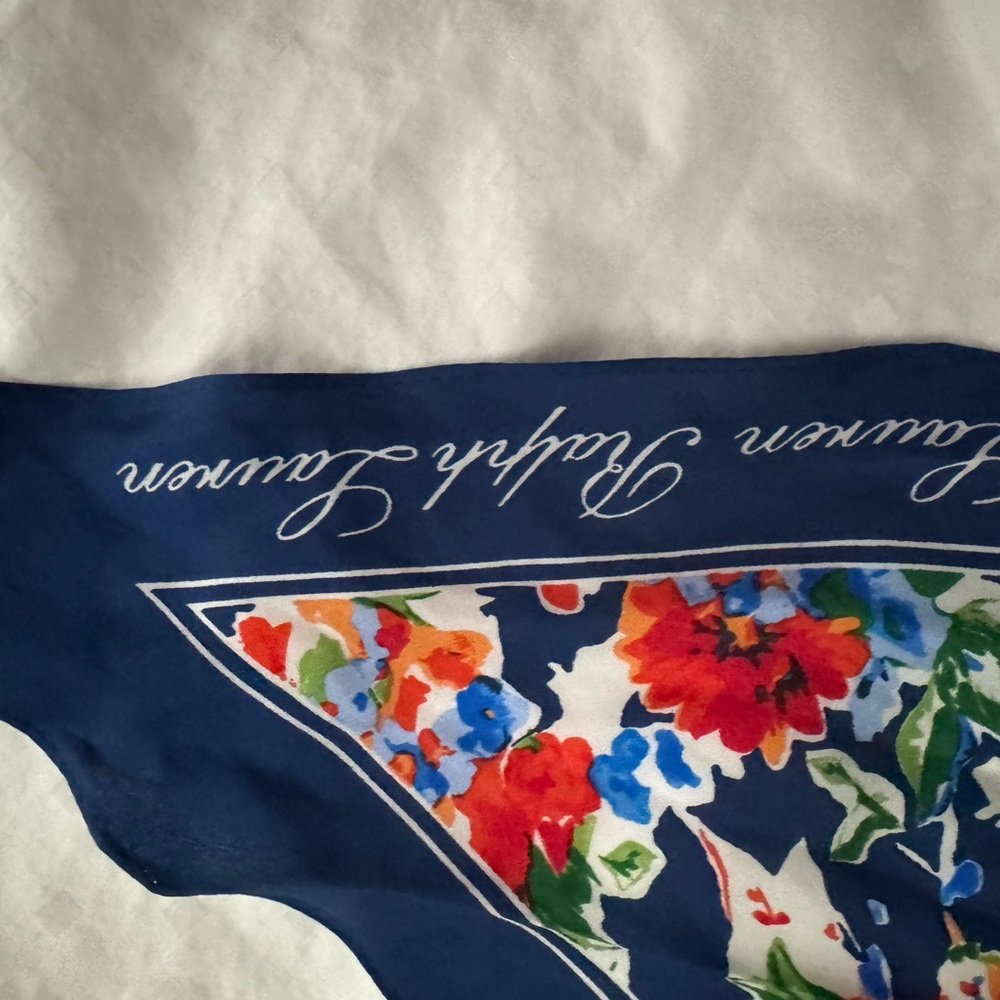 Lauren Ralph Lauren Navy Floral Silk Scarf - Picture 3 of 3